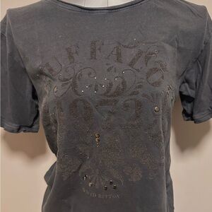 Buffalo David Bitton Grey Short-Sleeve Embellished Tee